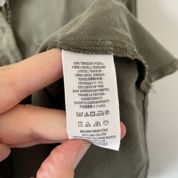 FREE People Off Campus Button Up Shirt Collared Long Sleeve Casual Army Green XS - Picture 9 of 10